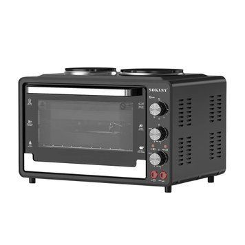 Електродуховка настільна Sokany SK-10029 1600Вт на 40л з подвійною конфоркою, грилем та рожном SK-10029 фото