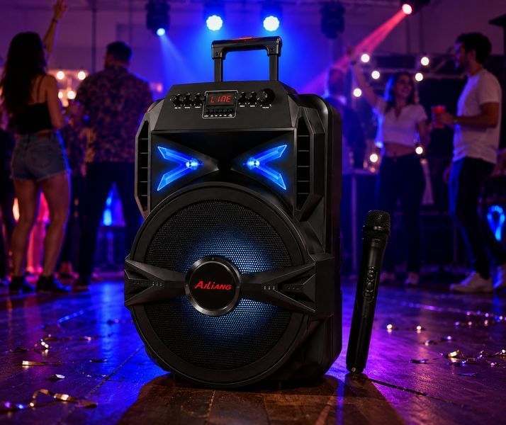 Портативна акумуляторна колонка 12" 30Вт з Bluetooth FM мікрофоном пультом та LED-дисплей KOLAV-1767A Black AV-KOLAV-1767A фото