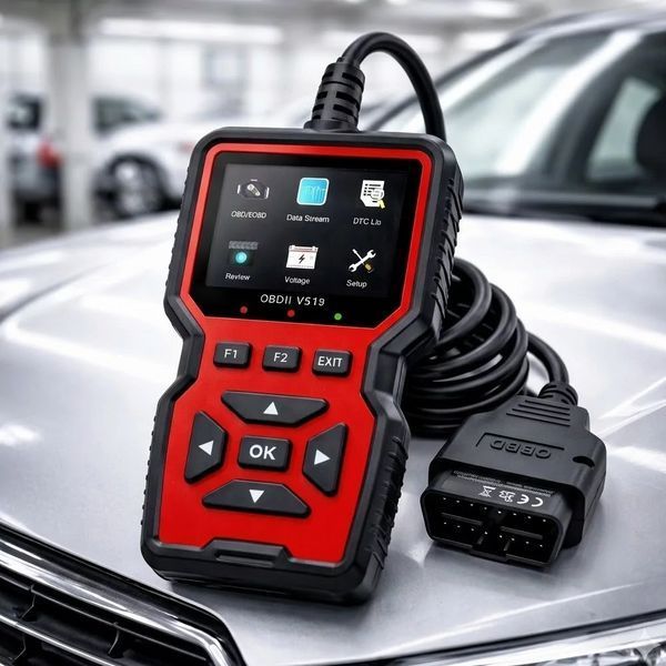 Автомобильный диагностический адаптер OBD2 с цветным дисплеем и украинским интерфейсом V519 Red AV-OB519 фото