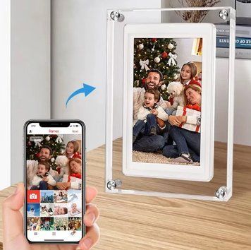 Розумна цифрова фоторамка для фотографій 7" (21x14,5 см), WiFi, 8 ГБ, 1500 мAг, Білий / Акрилова IPS-фоторамка для фото, відео j-7 фото