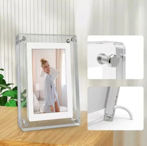 Умная цифровая фоторамка для фотографий 7" (21x14,5 см), WiFi, 8 ГБ, 1500 мAч, Белый / Акриловая IPS-фоторамка для фото, видео j-7 фото