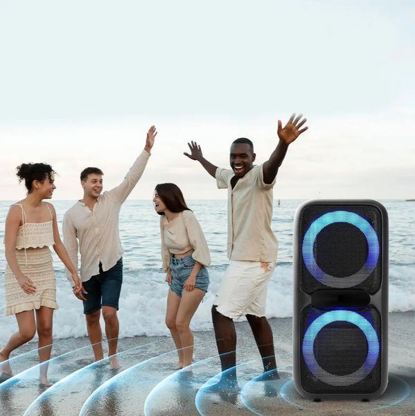 Мощная переносная колонка с двумя микрофонами ZXX-7575 Колонка с Bluetooth и радио ZXX-7575 фото