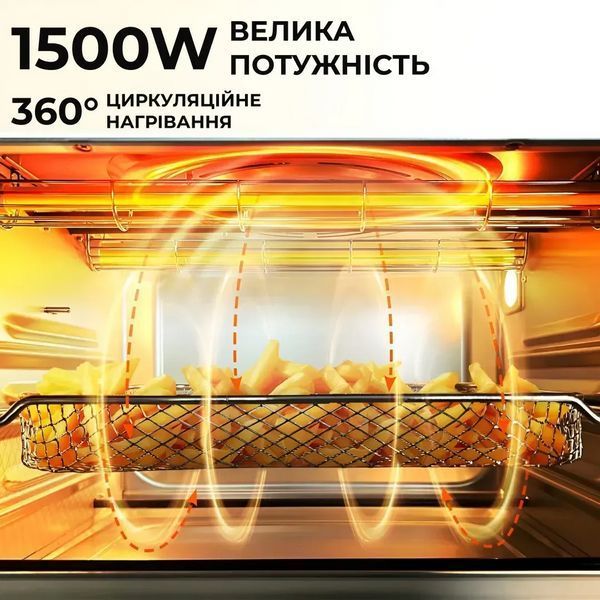 Духовка електрична Sokany SK-10009 1500Вт настільна на 35л із грилем і рожном з конвекцією та таймером SK-10009 фото