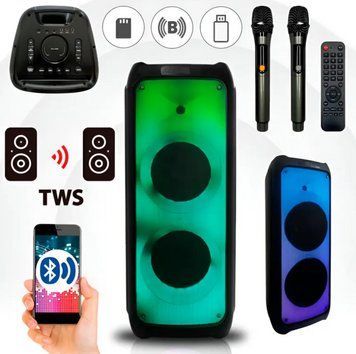 Акумуляторна акустична колонка валіза 250Вт USB, SD, FM радіо, Bluetooth, мікрофон, ДК ZXX-5510 фото