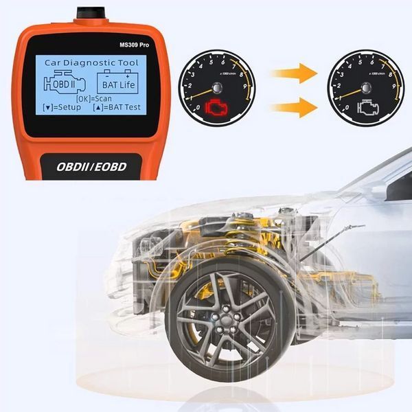 Сканер OBD2 автомобильный диагностический тестер аккумулятора, считыватель кодов неисправностей Autel Maxi Scan MS309Pro Red AV-MS309 фото