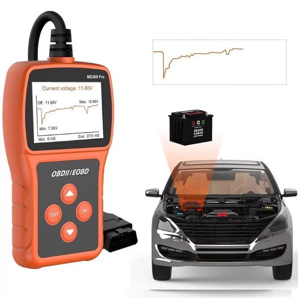 Сканер OBD2 автомобильный диагностический тестер аккумулятора, считыватель кодов неисправностей Autel Maxi Scan MS309Pro Red AV-MS309 фото