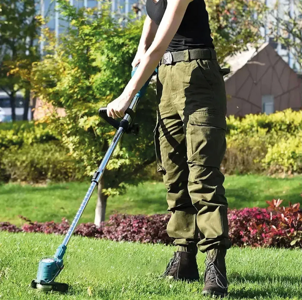Акумуляторний тример для трави MK-150B 21 В з 2 АКБ 5 А&middot;год, електрокоса для саду з ножем, 10 000 об/хв + садовий розпилювач 360&deg; JV-832655547 фото