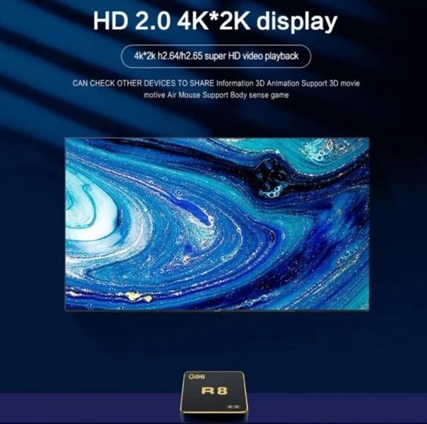 Смарт-приставка с Wi-Fi 6, Bluetooth, USB, HDMI, Android 11, 8/64 ГБ, Q96 R8, 4K Ultra HD и HDR10+ Black j-13 фото