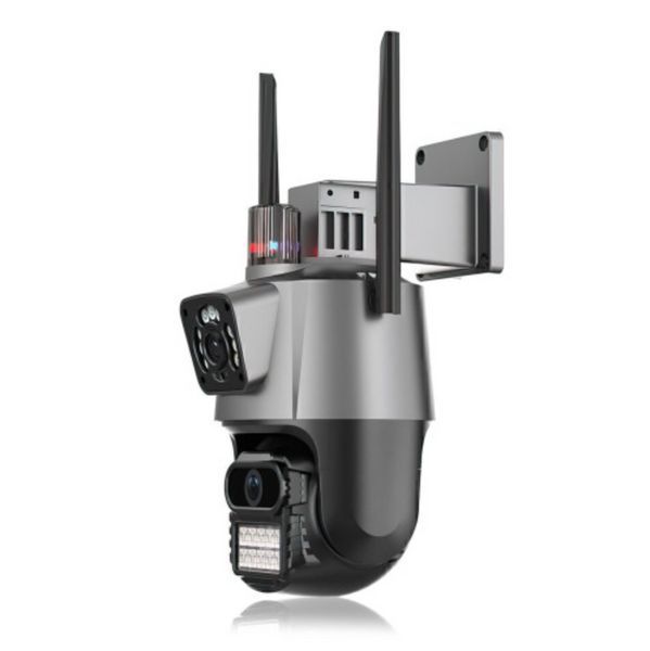 Уличная охранная поворотная WIFI 4G камера 8MP с сиреной, зумом, удаленным доступом и ночной съемкой Dual Lens Zoom OD-G6372 фото