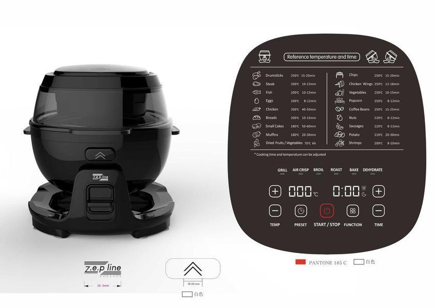 Smart-фритюрница элетрическая без масла 4000Вт с функцией вращения на 360&deg; и чашей 10л мультипечь с таймером B ZP-140 фото