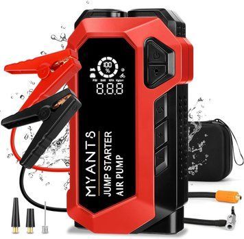 Пуско-зарядное автомобильное устройство 6000mAh 600А с компрессором 150PSI 32л/мин, дисплеем и фонарём JUMP STARTER COCY-Q18 Red AV-JUMP6000 фото