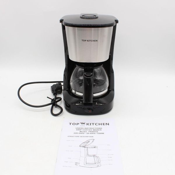 Крапельна кавоварка Top Kitchen Tk00222 1200Вт, 1,2л з підігрівом для приготування до 10 чашок кави Tk00222 фото