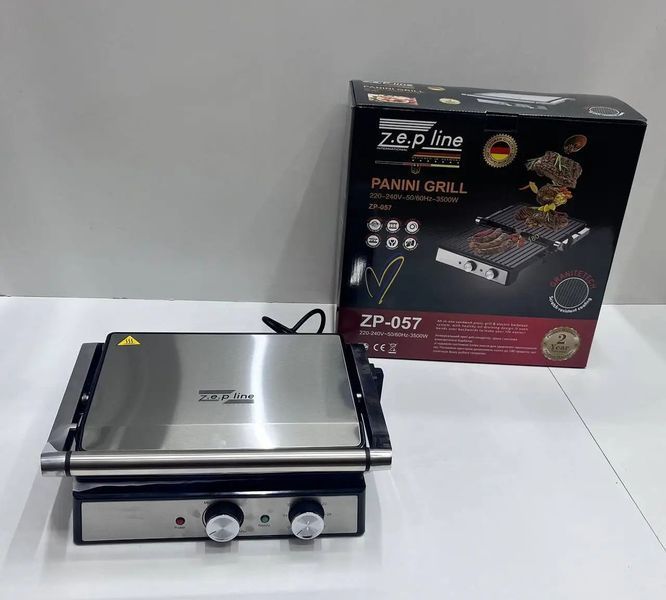 Електричний гриль Zepline притискний контактний з антипригарним покриттям 3500Вт ZP-057 фото