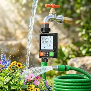 Розумний програмований таймер поливання XON Water Timer X-344, 3/4", до 10 програм, РК-дисплей, IP54, для саду та городу, чорний OD-AZ-928 фото