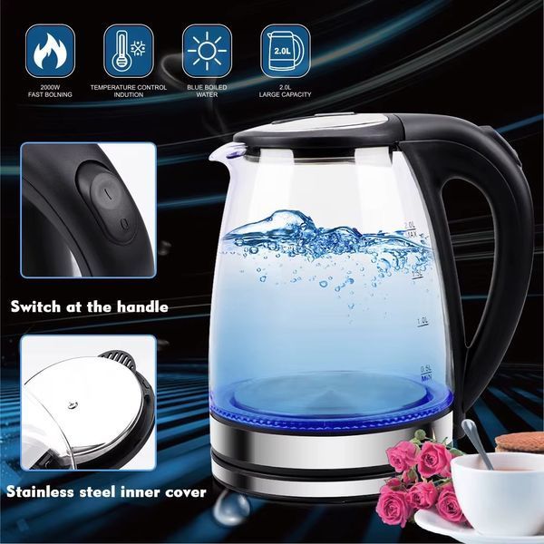 Електрочайник Top Kitchen TK 00238 2400Вт, 2л зі скляною колбою, підсвіткою та швидким нагрівом води TK00238 фото
