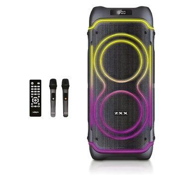 Акустична переносна колонка ZXX-5515 80Вт 2x8" 74х34х30см FM/USB/TF/BT/REC/LED/2MIC/ДК ZXX-5515 фото