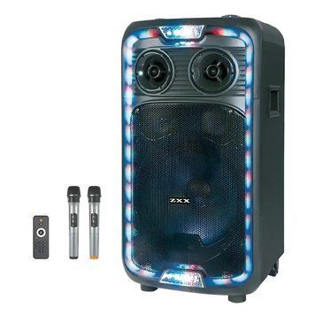 Акустична переносна колонка з двома мікрофонами 60Вт 12" 71х345х30см TWS/FM/USB/TF/SD/BT/REC/LED/2MIC/ДК ZXX-1290 фото