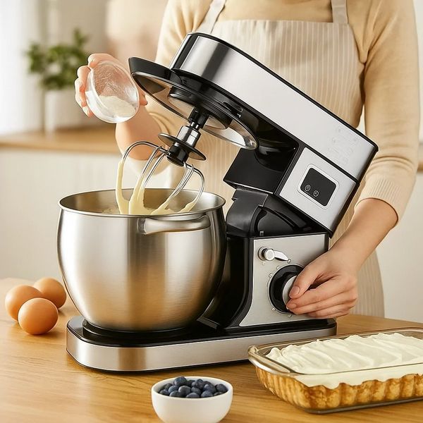 Планетарный миксер-тестомис Hoffmans HM-8081 2000Вт 12л с дисплеем, 6 скоростями, турборежимом и 3 насадками HM-8081 фото