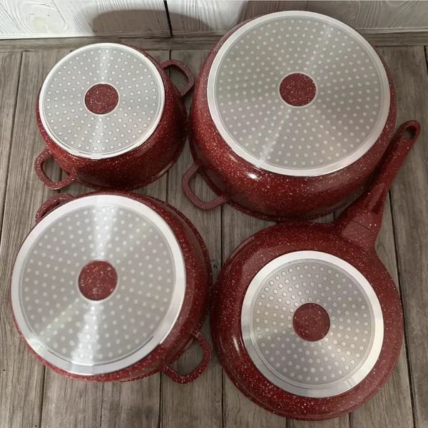 Набір каструль Top Kitchen ТК00050 10 предметів з алюмінію з гранітним покриттям зі скляними кришками Червоний ТК00050-re фото