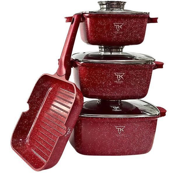 Набор кастрюль Top Kitchen TK00100 10 предметов из литого алюминия с гранитным покрытием с крышками для самых типов плит TК000103-re фото