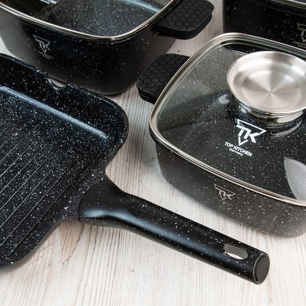 Набор кастрюль Top Kitchen TK00100 10 предметов из литого алюминия с гранитным покрытием с крышками для самых типов плит TК000103-re фото