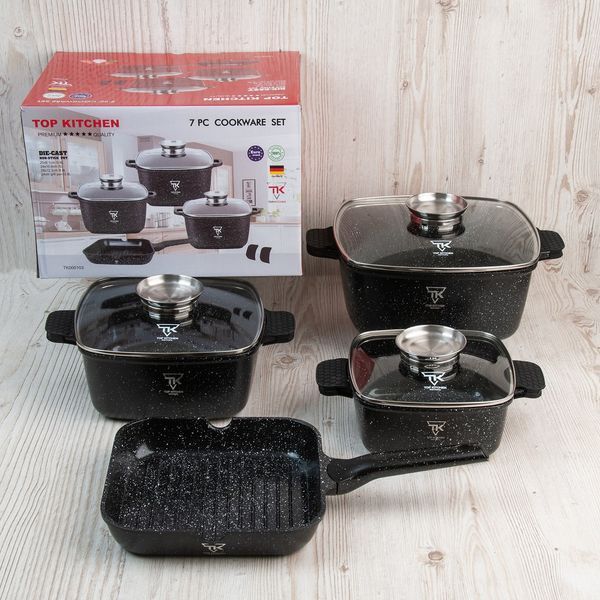 Набор кастрюль Top Kitchen TK00100 10 предметов из литого алюминия с гранитным покрытием с крышками для самых типов плит TК000103-re фото