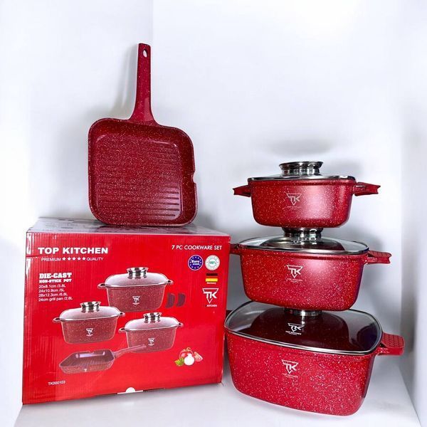 Набор кастрюль Top Kitchen TK00100 10 предметов из литого алюминия с гранитным покрытием с крышками для самых типов плит TК000103-re фото