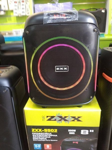 Портативна акумуляторна колонка ZXX-5502 800 Вт з підсвіткою Bluetooth колонка з мікрофоном акустична колонка ZXX-5502 фото
