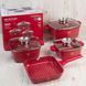 Набор кастрюль Top Kitchen TK00100 10 предметов из литого алюминия с гранитным покрытием с крышками для самых типов плит Красный TК000103-re фото 3
